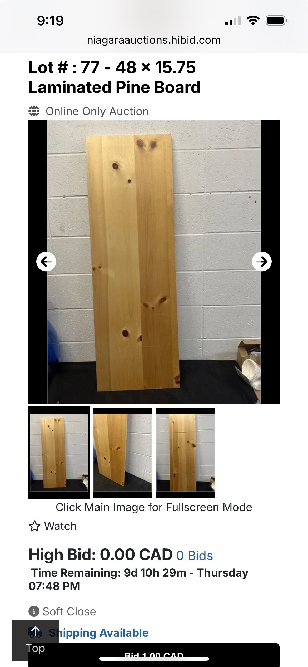 48 x 15.75 Laminated Pine Board NiagaraAuctions.ca