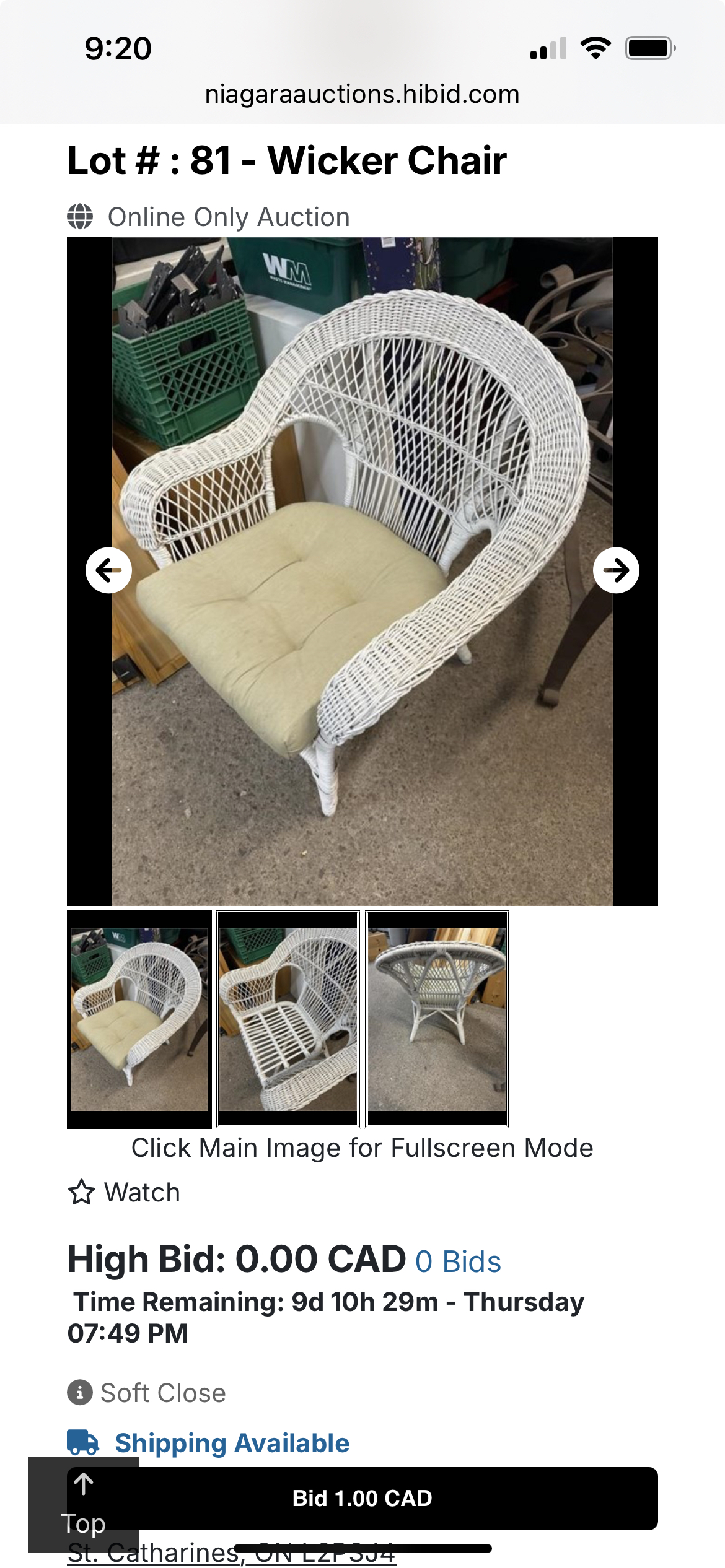 Wicker Chair NiagaraAuctions.ca